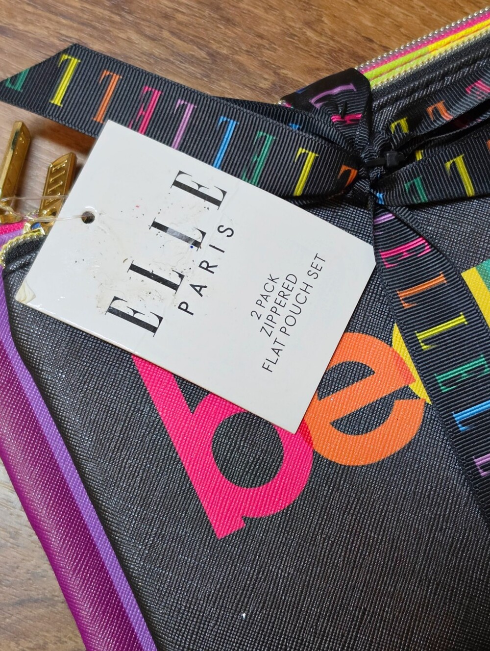 Elle Paris Color Therapy Makeup Bag Beauty Cosmetic Pouch Set, Rainbow, 2 Pc